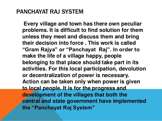 main objectives of panchayati raj system history of panchayati raj in india